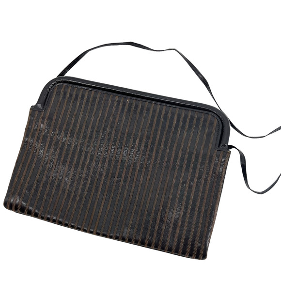 Fendi Handbags - FENDI Vintage Bifold Shoulder Clutch Purse Bag Leather Work Laptop Made in Italy